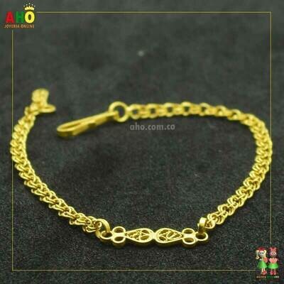 Pulsera Espartillo con Flor Oro18k