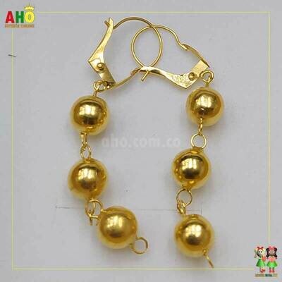 Aretes Bolas Colgante Oro18k
