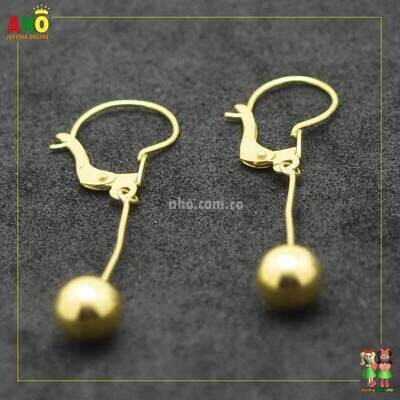 Aretes Bolas Colgante Oro18k