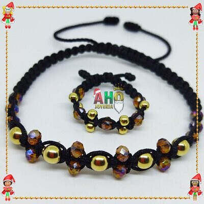 Pulsera y Anillo Macrame Oro18k