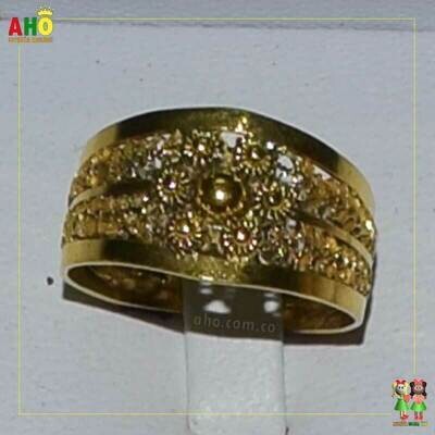 Anillo Semi Tubo Filigrana Oro18k
