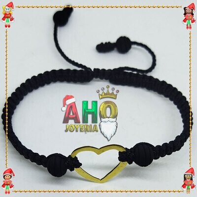 Pulsera Tejida Macrame Con Dije Oro18k