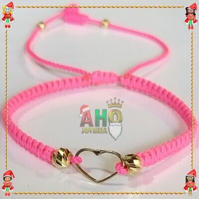 Pulsera Tejida Macrame Con Dije Oro18k