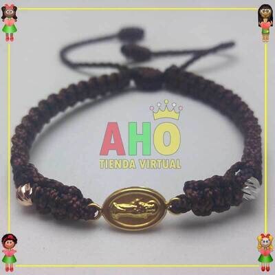 Pulsera Tejida Macrame Con Dije Oro18k