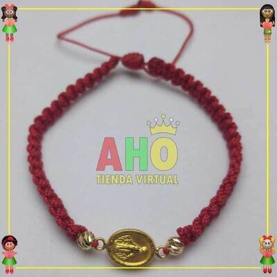 Pulsera Tejida Macrame Con Dije Oro18k