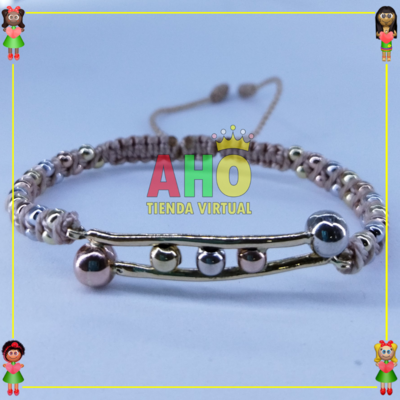 Pulsera Tejida Macrame Con Dije Oro18k