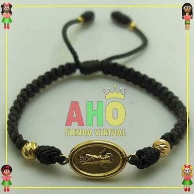 Pulsera Tejida Macrame Con Dije Oro18k