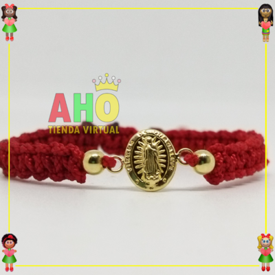 Pulsera Tejida Macrame Con Dije Oro18k