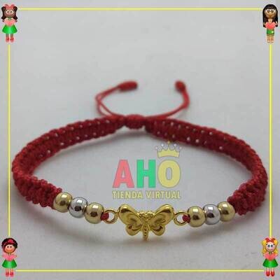 Pulsera Tejida Macrame Con Dije Oro18k