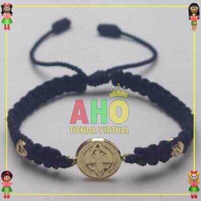 Pulsera Tejida Macrame Con Dije Oro18k