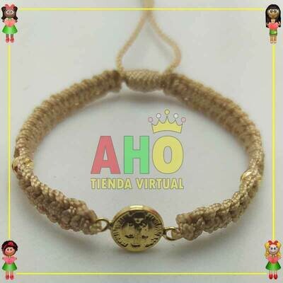 Pulsera Tejida Macrame Con Dije Oro18k