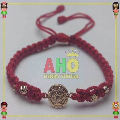 Pulsera Tejida Macrame Con Dije Oro18k