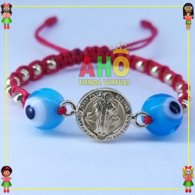 Pulsera Tejida Macrame Con Dije Oro18k