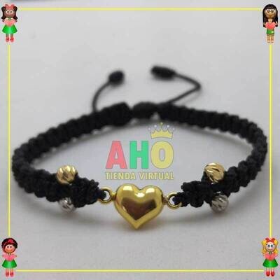 Pulsera Tejida Macrame Con Dije Oro18k