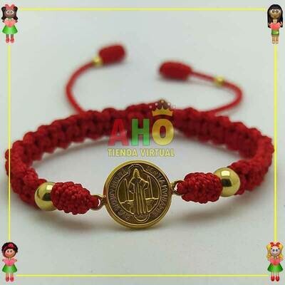Pulsera Tejida Macrame Con Dije Oro18k