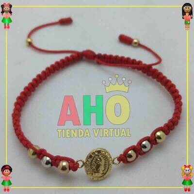 Pulsera Tejida Macrame Con Dije Oro18k