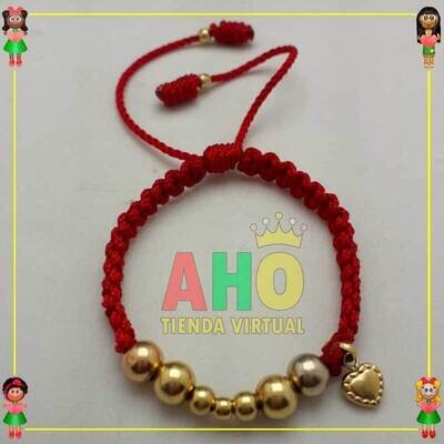 Pulsera Tejida Macrame Con Dije Oro18k
