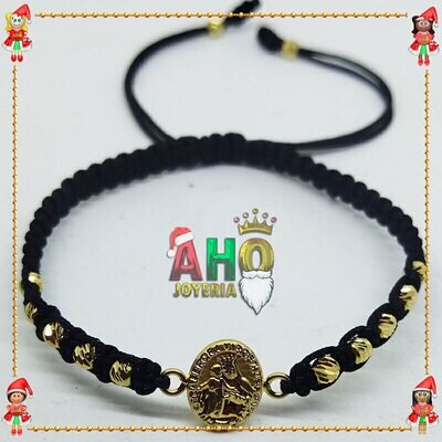 Pulsera Tejida Macrame Con Dije Oro18k