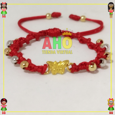 Pulsera Tejida Macrame Con Dije Oro18k