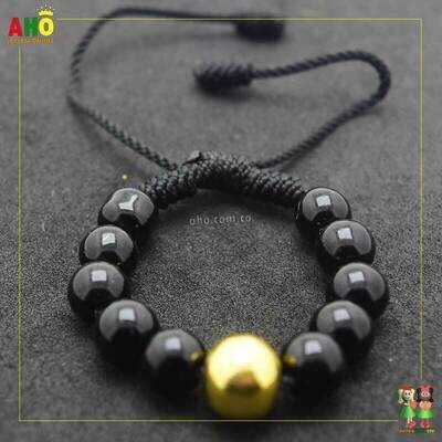 Pulsera Tejida Macrame Con Piedras Naturales Oro18k