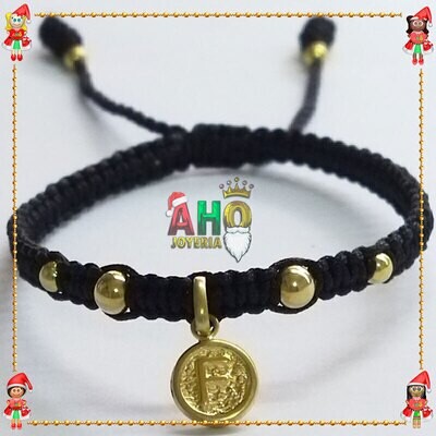 Pulsera Tejida Macrame Con Letras y Nombres en Oro18k