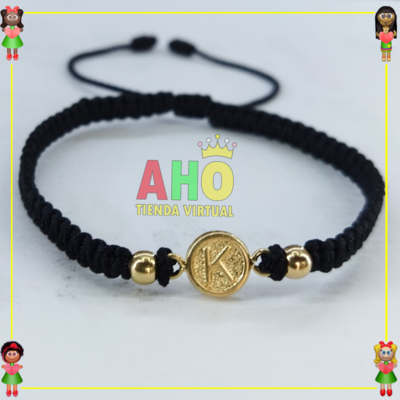 Pulsera Tejida Macrame Con Letras y Nombres en Oro18k