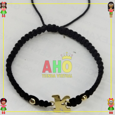 Pulsera Tejida Macrame Con Letras y Nombres en Oro18k