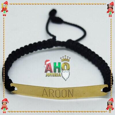 Pulsera Tejida Macrame Con Placa en Oro18k