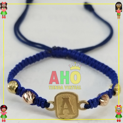 Pulsera Tejida Macrame Con Letras y Nombres en Oro18k