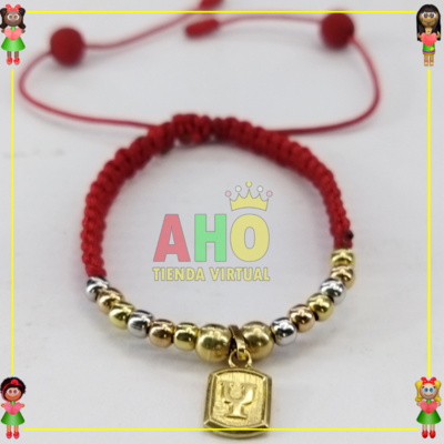 Pulsera Tejida Macrame Con Letras y Nombres en Oro18k