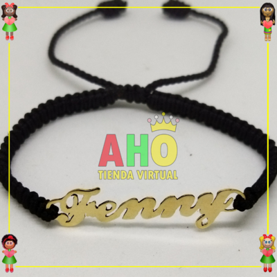 Pulsera Tejida Macrame Con Letras y Nombres en Oro18k