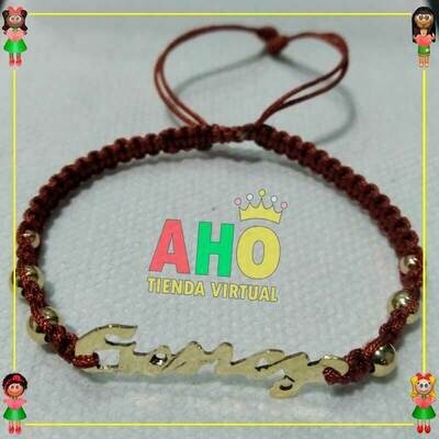 Pulsera Tejida Macrame Con Letras y Nombres en Oro18k