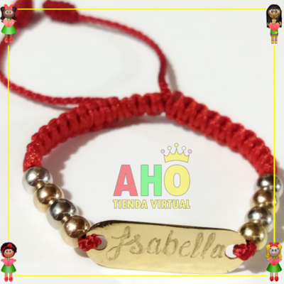 Pulsera Tejida Macrame Con Letras y Nombres en Oro18k