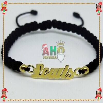 Pulsera Tejida Macrame Con Letras y Nombres en Oro18k