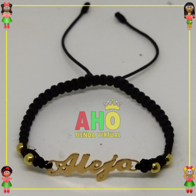 Pulsera Tejida Macrame Con Letras y Nombres en Oro18k