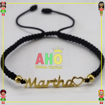 Pulsera Tejida Macrame Con Letras y Nombres en Oro18k