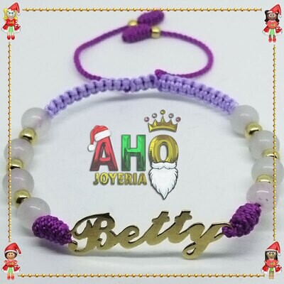 Pulsera Tejida Macrame Con Letras y Nombres en Oro18k