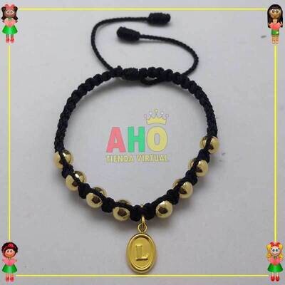 Pulsera Tejida Macrame Con Letras y Nombres en Oro18k