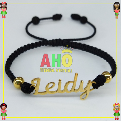 Pulsera Tejida Macrame Con Letras y Nombres en Oro18k