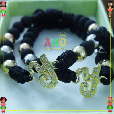 Pulsera Tejida Macrame Con Letras y Nombres en Oro18k