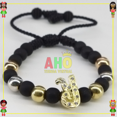 Pulsera Tejida Macrame Con Letras y Nombres en Oro18k