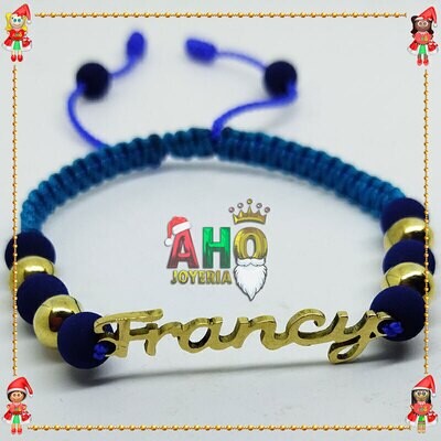 Pulsera Tejida Macrame Con Letras y Nombres en Oro18k