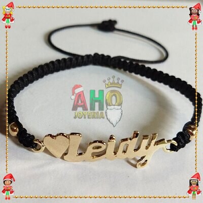 Pulsera Tejida Macrame Con Letras y Nombres en Oro18k