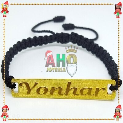 Pulsera Tejida Macrame Con Letras y Nombres en Oro18k