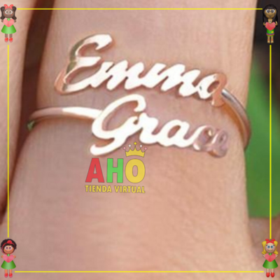 Anillo 2 Nombres Oro18k