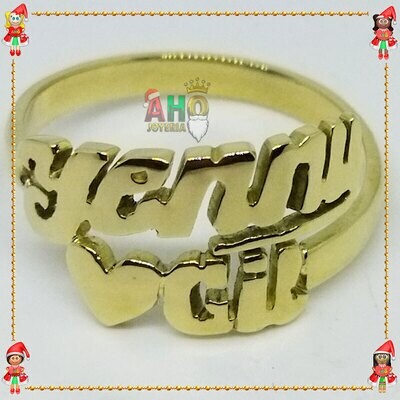 Anillo Nombre Yenny Gil Oro18k