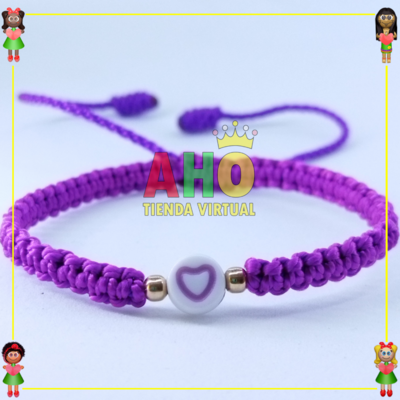 Pulsera Tejida Macrame Con Letras Acrilicas Oro18k