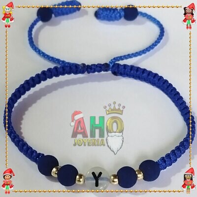 Pulsera Tejida Macrame Con Letras Acrilicas Oro18k