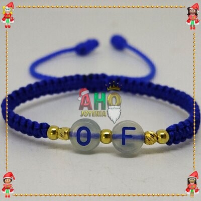 Pulsera Tejida Macrame Con Letras Acrilicas Oro18k