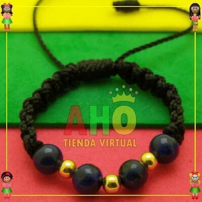 Pulsera Tejida Macrame Con Piedras Naturales Oro18k